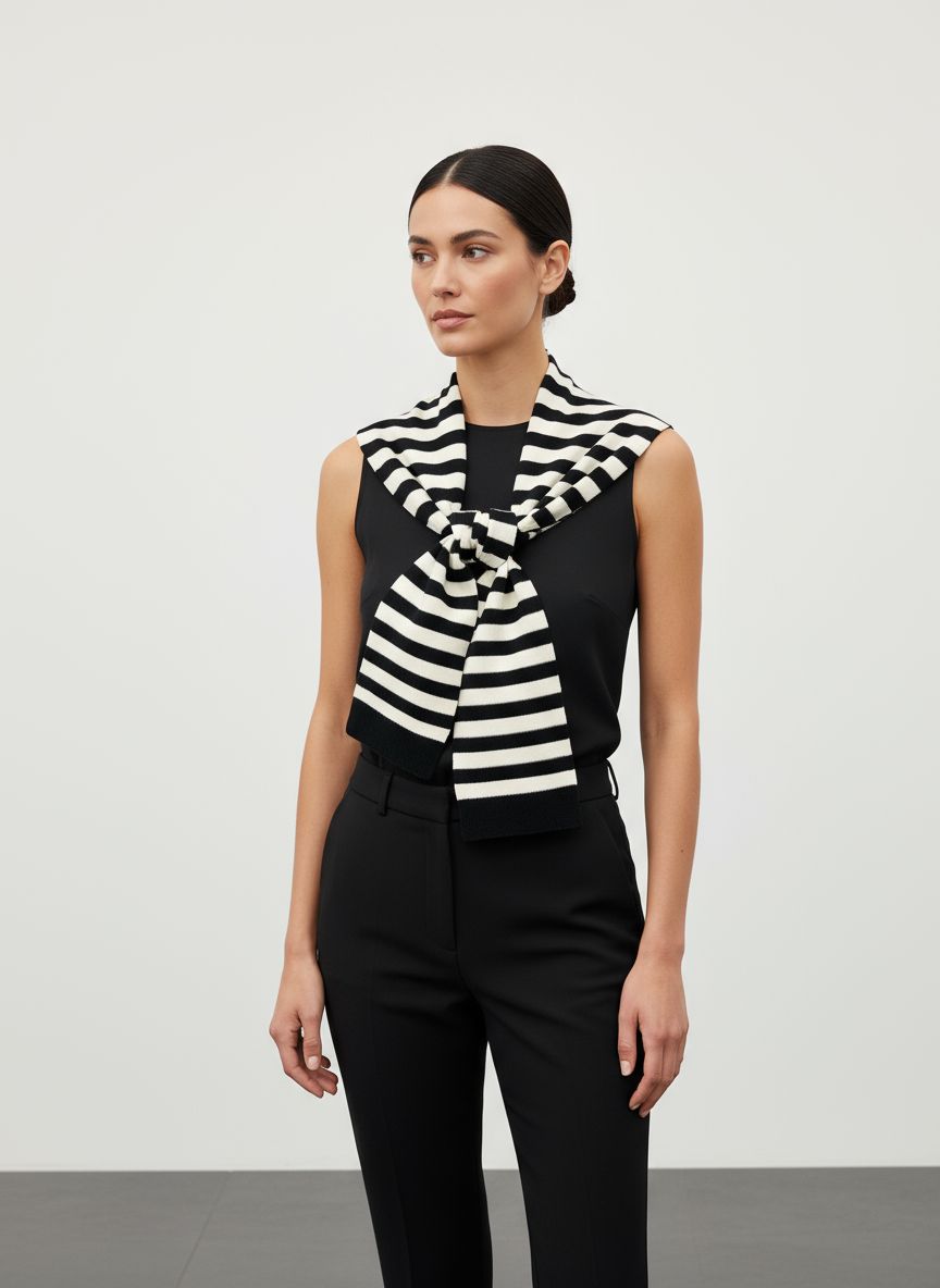 Black Red Stripped Scarf