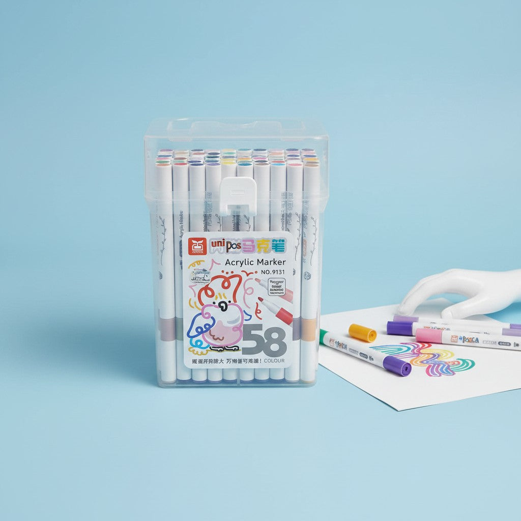 58 colour acrylic marker set in a clear carry case, Jack Gifts Online Lebanon