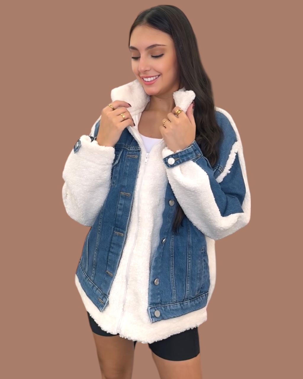 White Fur Jean Jacket