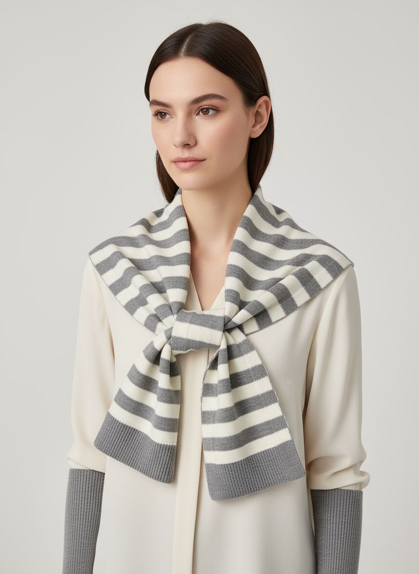 Gray Stripped Scarf