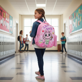 Labubu pink backpack with pencil case