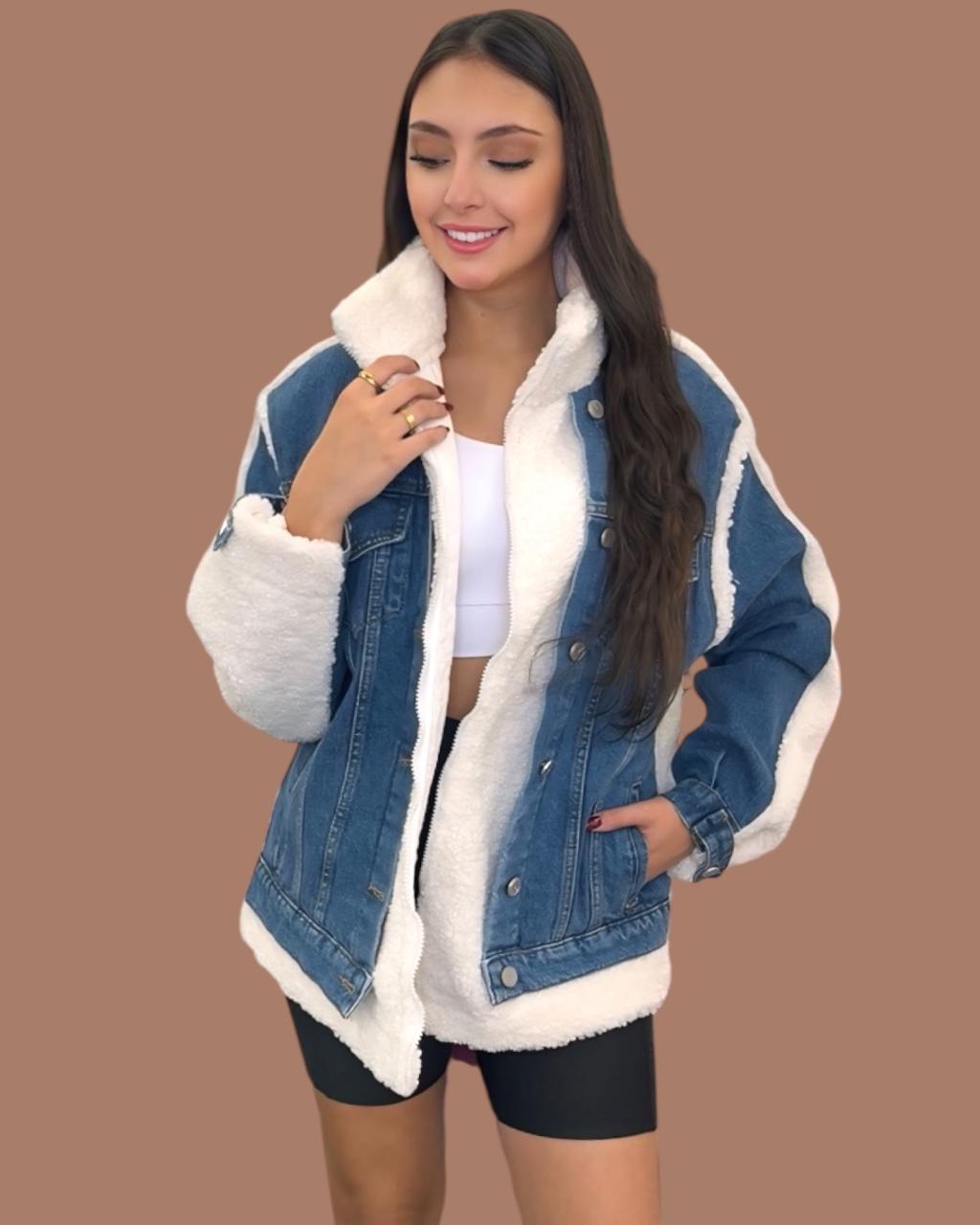 White Fur Jean Jacket