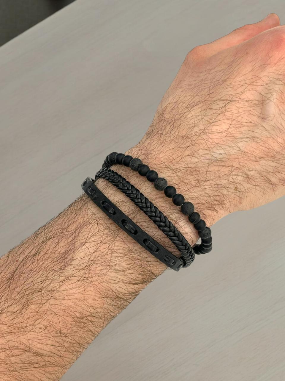 Braided and Beaded Leather Bracelet