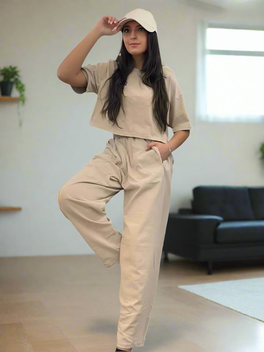 Beige Croptop Set