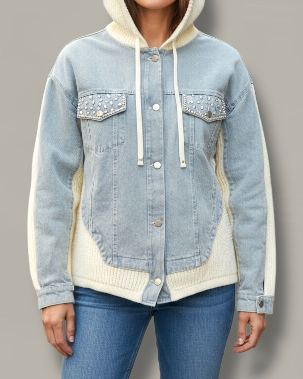 Crystal Denim Hoodie Jacket