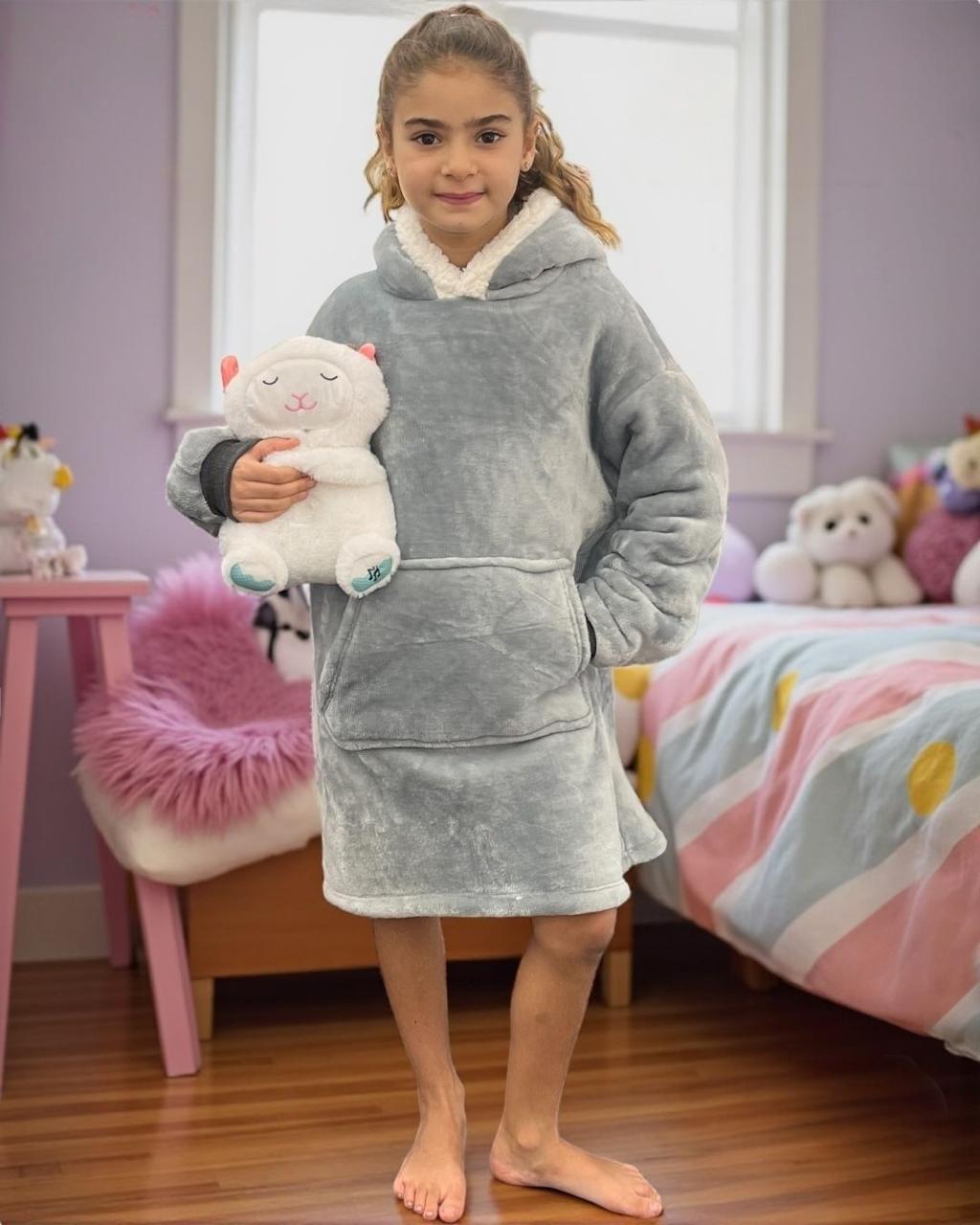 Grey kids hooded blanket
