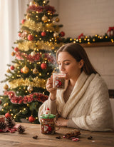 Santa Christmas Glass Mug With Lid & Spoon