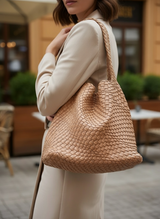 Pink Woven Shoulder Bag