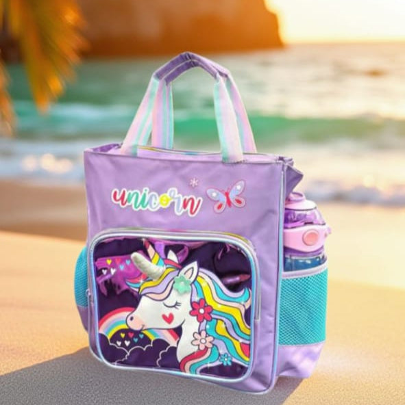 Purple unicorn tote bag