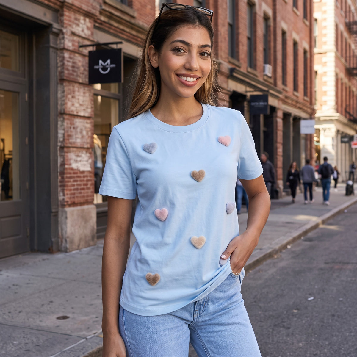 Cream Bow Applique Oversized T-shirt