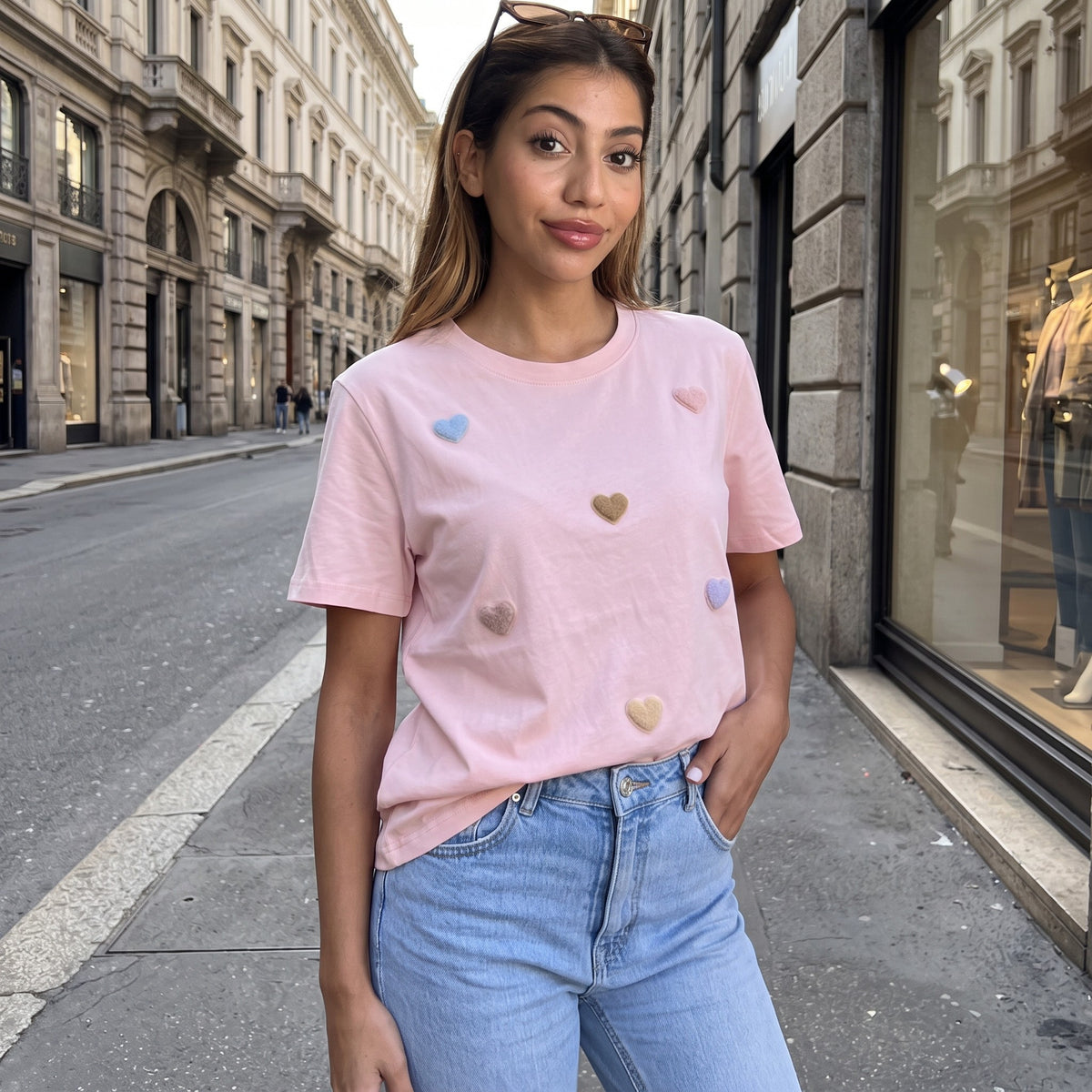 Cream Bow Applique Oversized T-shirt