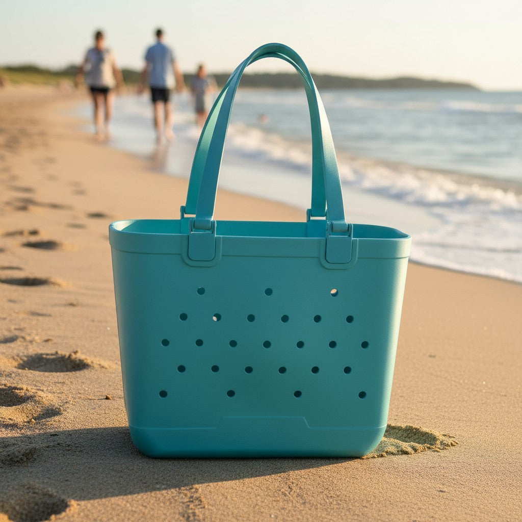 Large aqua EVA beach tote bag with drainage holes, Jack Gifts Lebanon