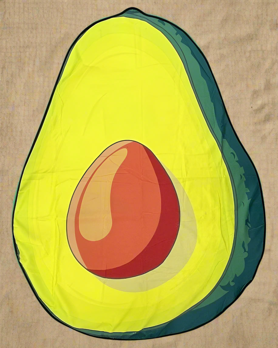 Green avocado-shaped microfiber beach towel on beige background - Jack Gifts Lebanon
