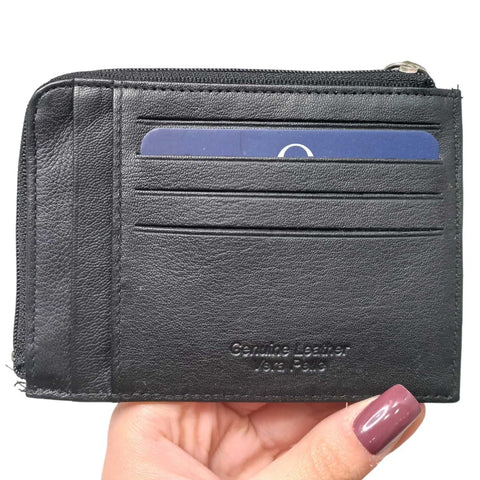 BLACK leather credit card holder for men
