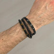 Beaded and braided leather bracelet stack with amber stone beads, Jack Gifts Online Lebanon