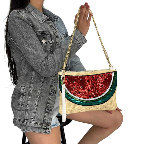 Beige Watermelon Straw Bag