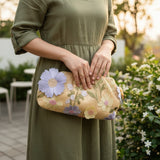 Beige clutch bag embroidered with pastel flowers – Jack Gifts Online Lebanon