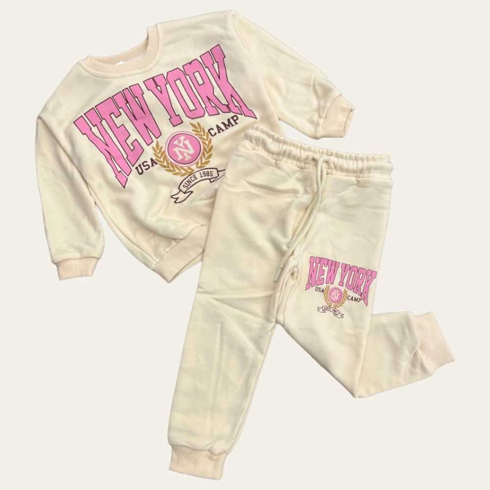 Beige 'NY' Camp Jogging Set