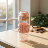 Soft pink 500ml grip water bottle with matching sleeve