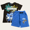 Black-Blue Gamer Shorts Set