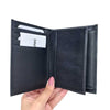 Black " Black And Blue Leather Wallet 3"