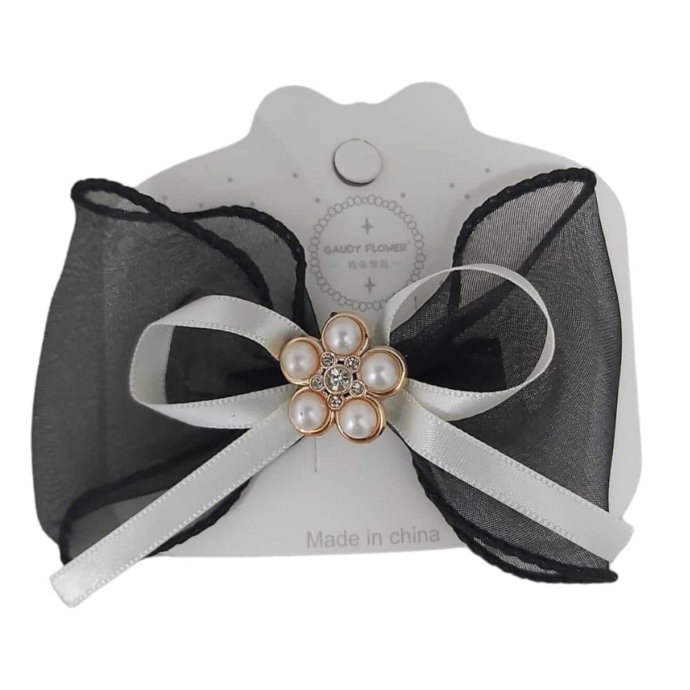 Black Flower Bow Hairpins 