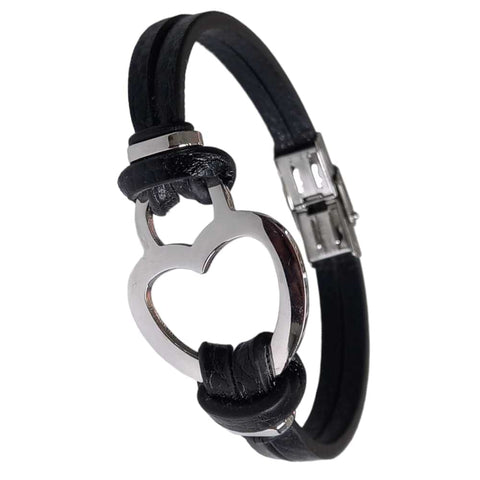Black Heart Leather Bracelet