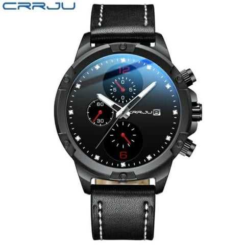Black Leather Crrju 5 Watches