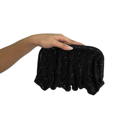 Black Rhinestone Chain Clutch Bag