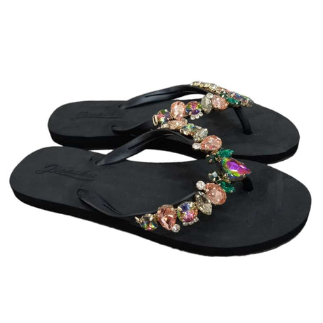 Black Rhinestone Slippers