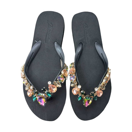 Black Rhinestone Slippers
