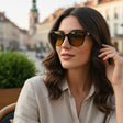 Womens oversized black square sunglasses with amber tinted lenses, Jack Gifts Online Lebanon