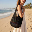 Black crochet beach bag, handmade open weave shoulder tote, Jack Gifts Lebanon