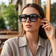 Womens chunky black flat top square sunglasses with grey gradient lenses, Jack Gifts Online Lebanon