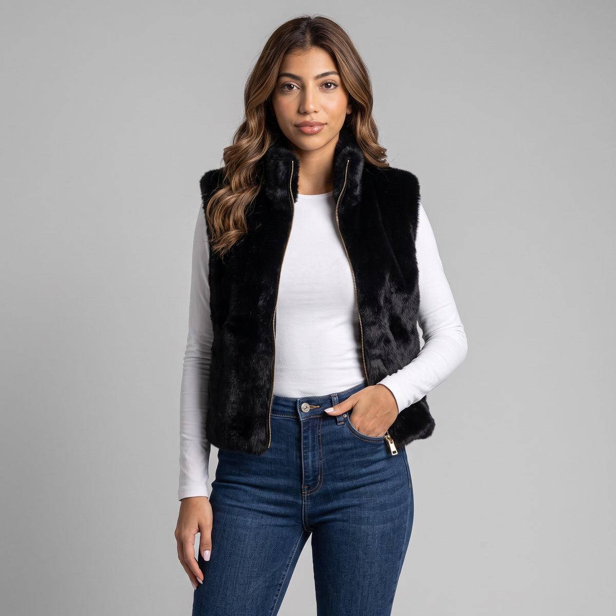 Black Fur Vest