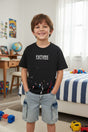 Boys set with a black Future Everyday Stronger print tee and light blue denim cargo shorts