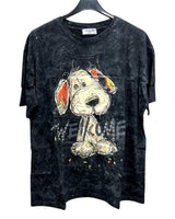 Oversized black tshirt with a graphic of a dog on the front