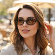 Womens black round acetate sunglasses with brown gradient lenses, Jack Gifts Online Lebanon