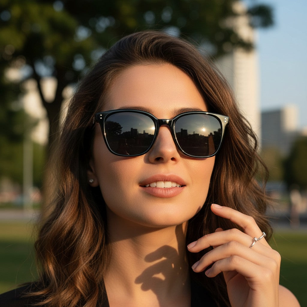 Womens bold black square sunglasses with dark lenses, Jack Gifts Online Lebanon