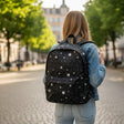 Girl wearing a black backpack with white star print, Jack Gifts Online Lebanon