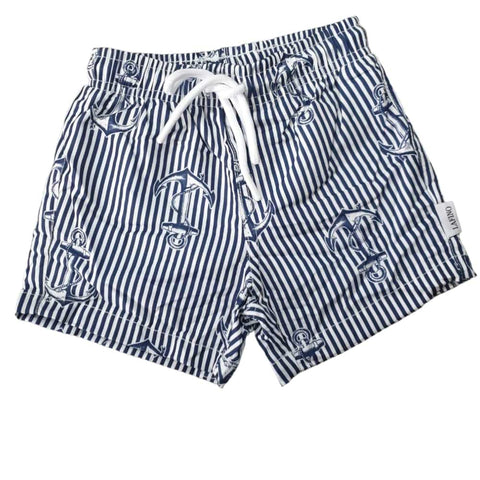 Blue And White Anchor Stripped Swimsuit
