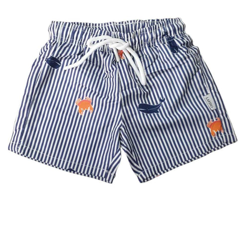 Blue And White Whale Striped Swimsuit