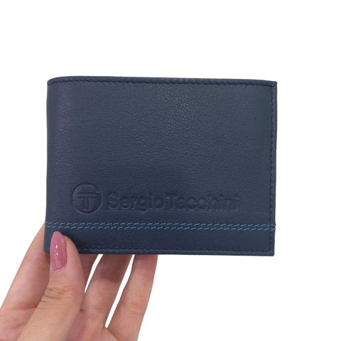 Blue "Black And Blue Leather Wallet 2"