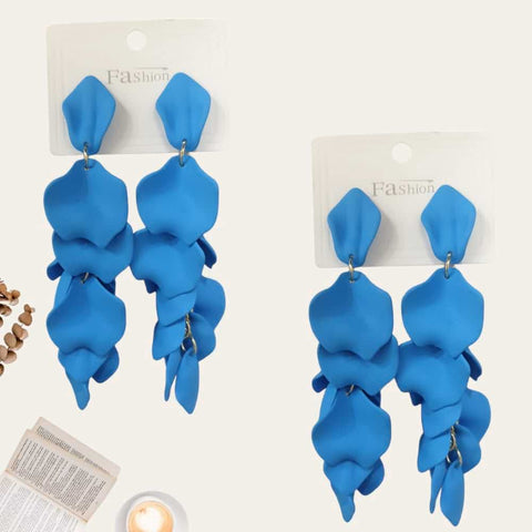 Blue Leaf Petal Earrings