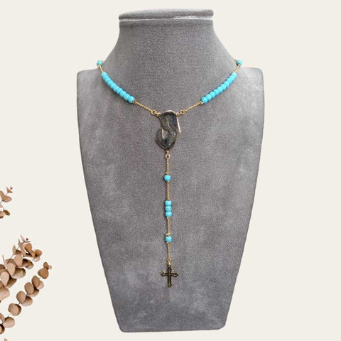 Blue Mother Mary Necklace 1