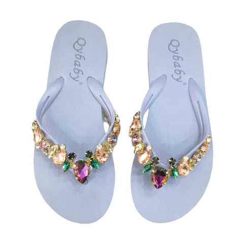 Blue Rhinestone Slippers