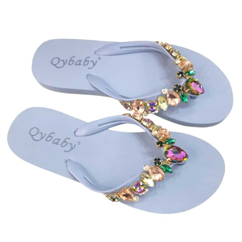 Blue Rhinestone Slippers