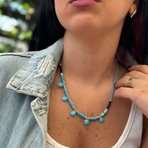 Blue Surfer Beads Necklace