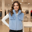 Women's blue faux fur vest, lightweight sleeveless layer, Jack Gifts Online Lebanon