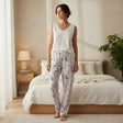 Women's white sleeveless top and floral print pants pyjama set - soft breathable homewear - Jack Gifts Lebanon